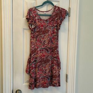 Paisley Print Red Dress